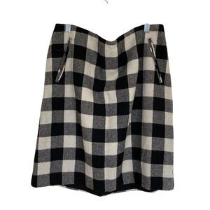 Talbots Women's Skirt Size 10 Pencil‎ Buffalo Check Wool Blend Black Cream